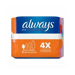 Absorvente Dia Ultra Suave Com Abas Always 8 Unidades