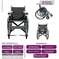 Cadeira de Rodas Dobrável Até 125kg AC0144 Hidrolight