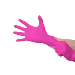 Luva Descartável Nitrílica Rosa Sem Pó M Medix 100 Unidades