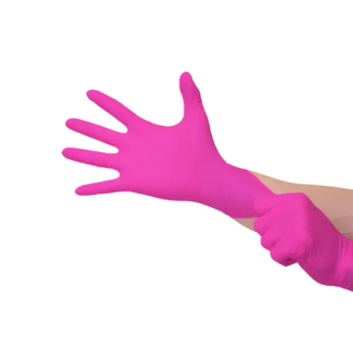 Luva Descartável Nitrílica Rosa Sem Pó M Medix 100 Unidades