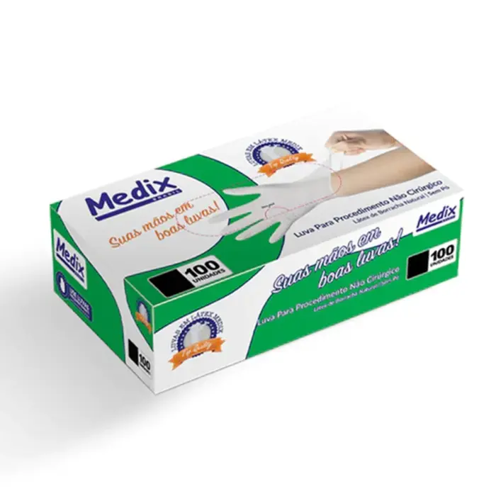 Luva de Procedimento Látex Medix Sem Pó - Não Médica - Tamanho M - 100Un