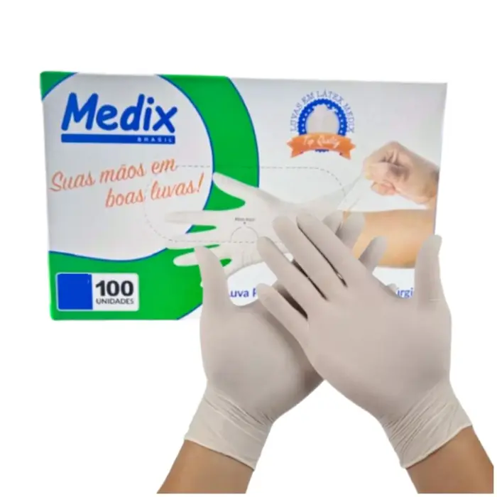 Luva de Procedimento Látex Medix Sem Pó - Não Médica - Tamanho M - 100Un