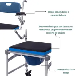 Cadeira de Banho Higiênica SC102 Hidrolight - Até 150kg - Em Alumínio