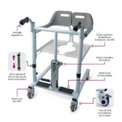 Cadeira de Transferência Hidrolight SC700 - Altura Ajustável - Assento 45cm