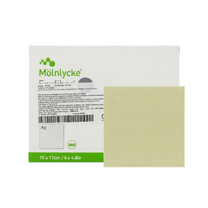 Curativo De Prata AG+ Carvão Ativado Exufiber 15x15cm Mölnlycke Unidade