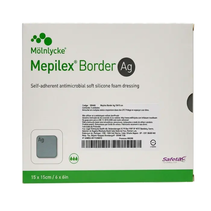 Curativo Border AG Carvão Ativado Mepilex 15X15cm Mölnlycke