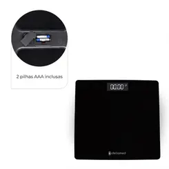 Balança Digital Corporal Smart Tela LED Preta Até 180kg Dellamed