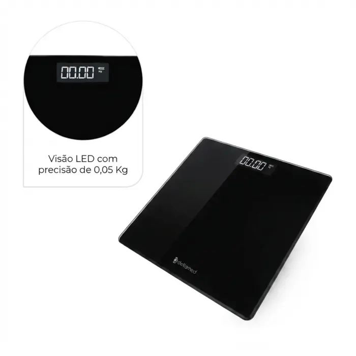 Balança Digital Corporal Smart Tela LED Preta Até 180kg Dellamed