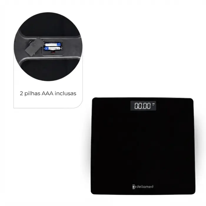 Balança Digital Corporal Smart Tela LED Preta Até 180kg Dellamed