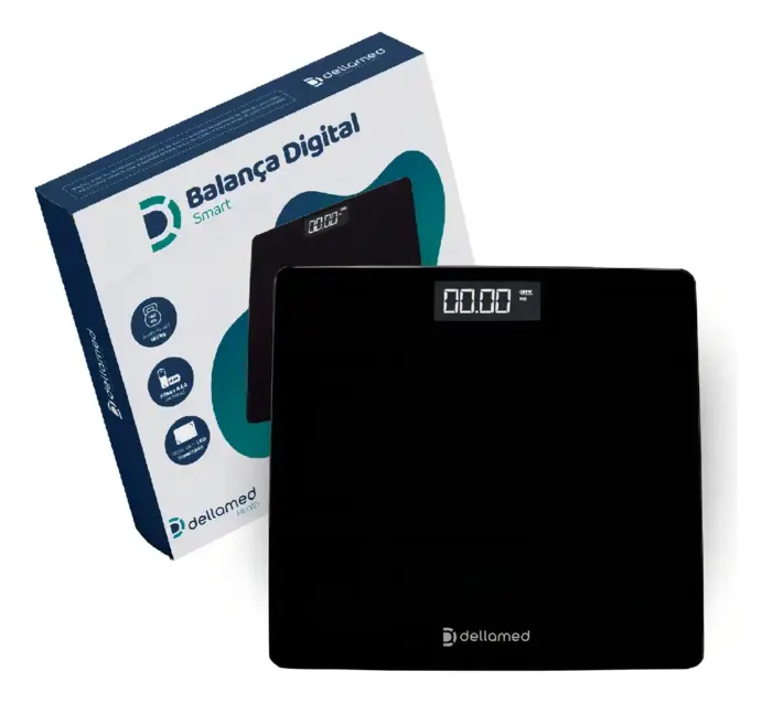 Balança Digital Corporal Smart Tela LED Até 180kg Dellamed