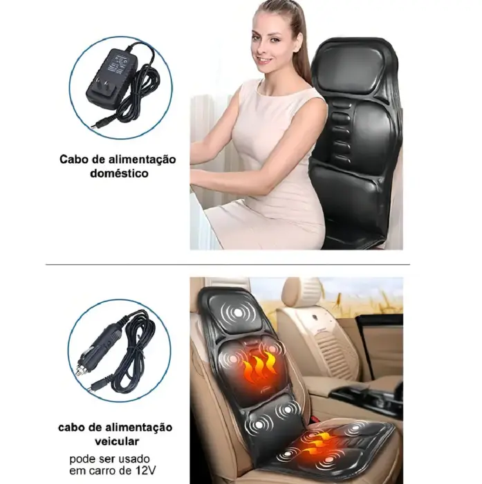 Assento Massageador Carro e Casa 5 Motores com Aquecimento - Supermedy