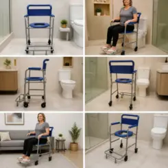 Cadeira de Banho Higiênica Supermedy Basic Slim - Até 90kg - Em Aço