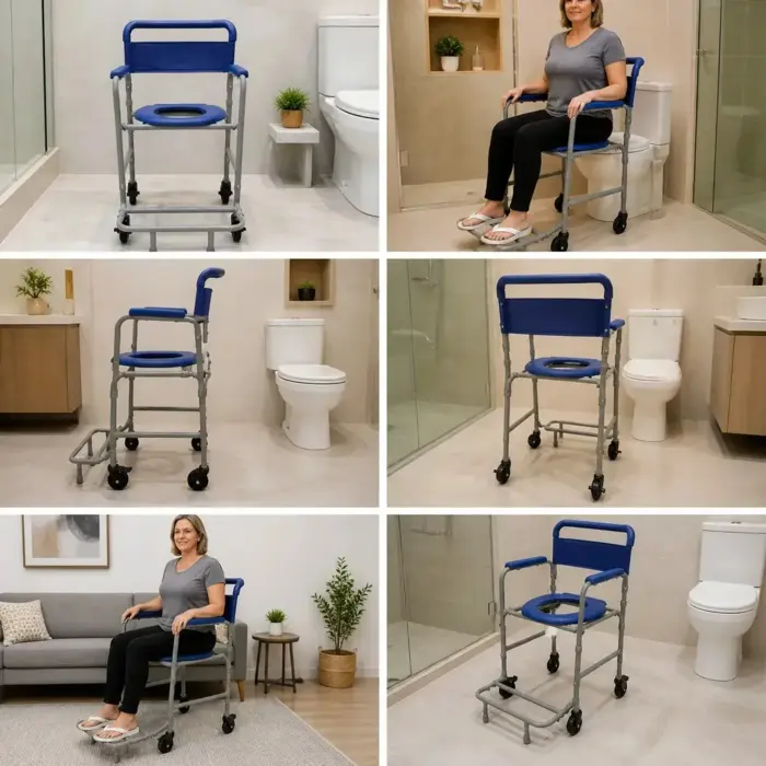 Cadeira de Banho Higiênica Supermedy Basic Slim - Até 90kg - Em Aço