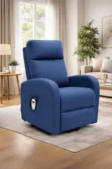 Poltrona do Papai Reclinável Massageadora com Elevação e Aquecimento - Cor Azul - Supermedy