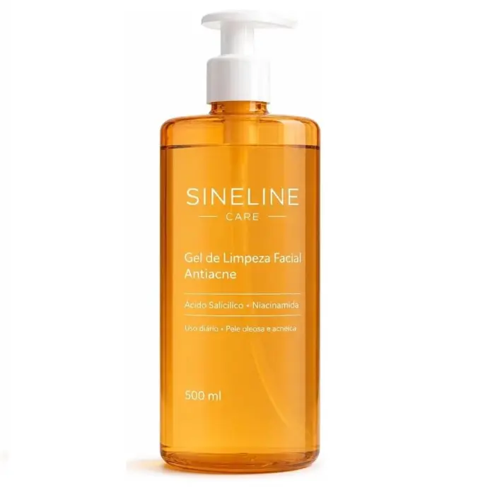 Gel de Limpeza Facial Antiacne 500ml com Ácido Salicílico e Niacinamida Sineline