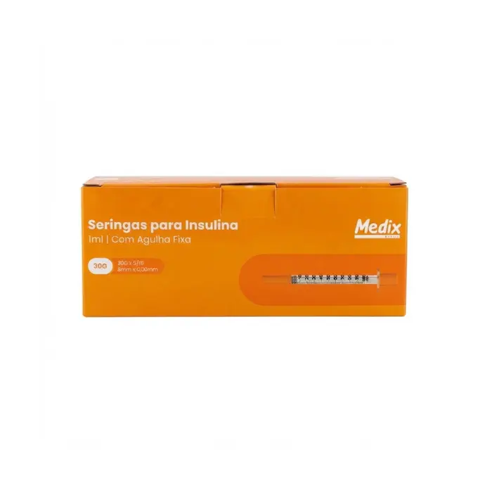 Seringa Descartável Para Insulina Com Agulha 8x0,30mm 1ml Medix Unidade