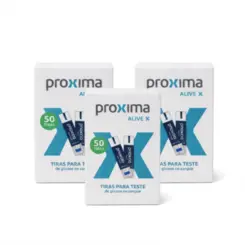 KIT Tiras Para Medir Glicose Próxima Alive 150 Unidades