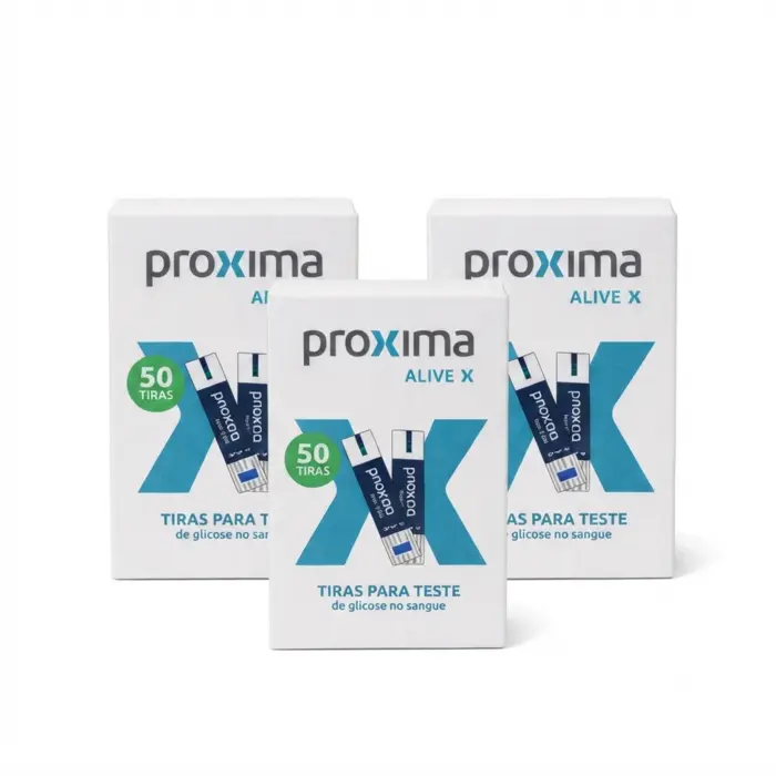 KIT Tiras Para Medir Glicose Próxima Alive 150 Unidades