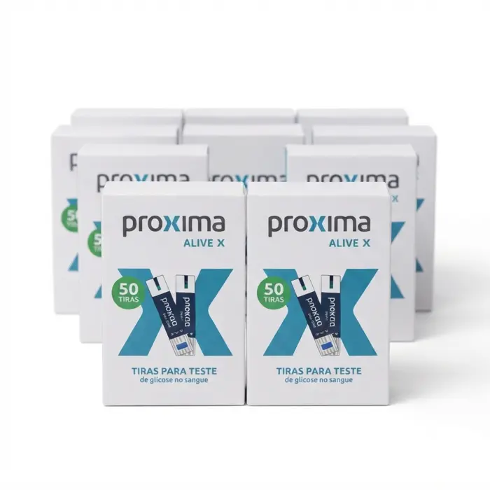 KIT Tiras Para Medir Glicose Próxima Alive 500 Unidades