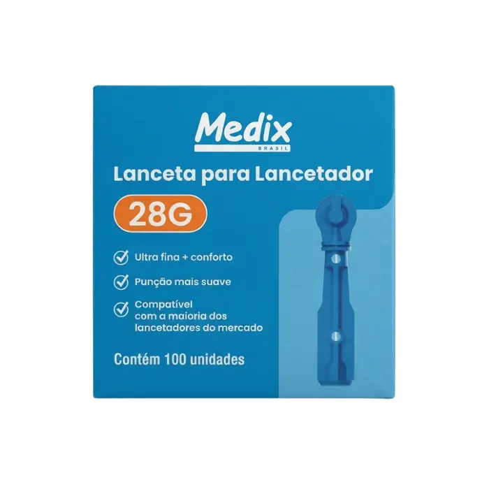 Lanceta Para Lancetador Azul 28g Medix 100 Unidades