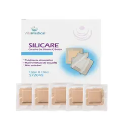 KIT Curativo De Silicone Com Borda Silicare 10x10cm Vita Medical 5 Unidades