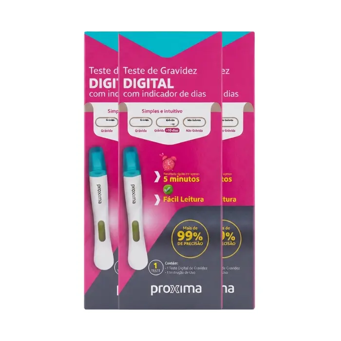 KIT Teste De Gravidez Digital Com Indicador De Dias Proxima Alive 3 Unidades