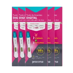 KIT Teste De Gravidez Digital Com Indicador De Dias Proxima Alive 5 Unidades