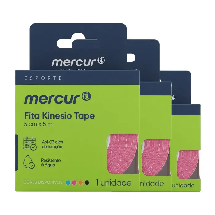 KIT Fita Kinesio Tape BC0198 Rosa Mercur 3 Unidades