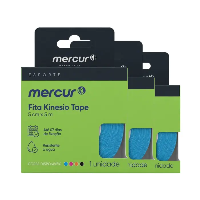 KIT Fita Kinesio Tape BC0198 Azul Mercur 3 Unidades