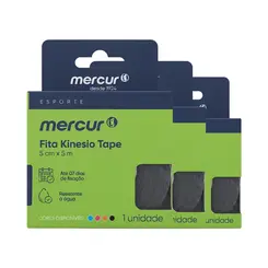 KIT Fita Kinesio Tape BC0198 Preto Mercur 3 Unidades