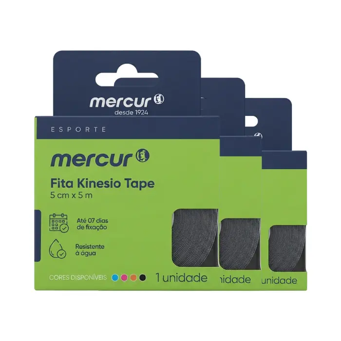 KIT Fita Kinesio Tape BC0198 Preto Mercur 3 Unidades