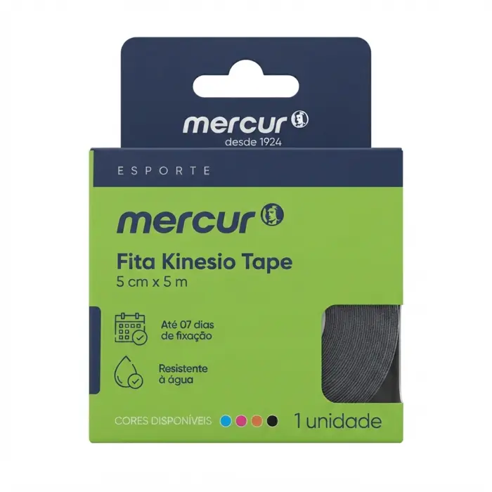KIT Fita Kinesio Tape BC0198 Preto Mercur 3 Unidades