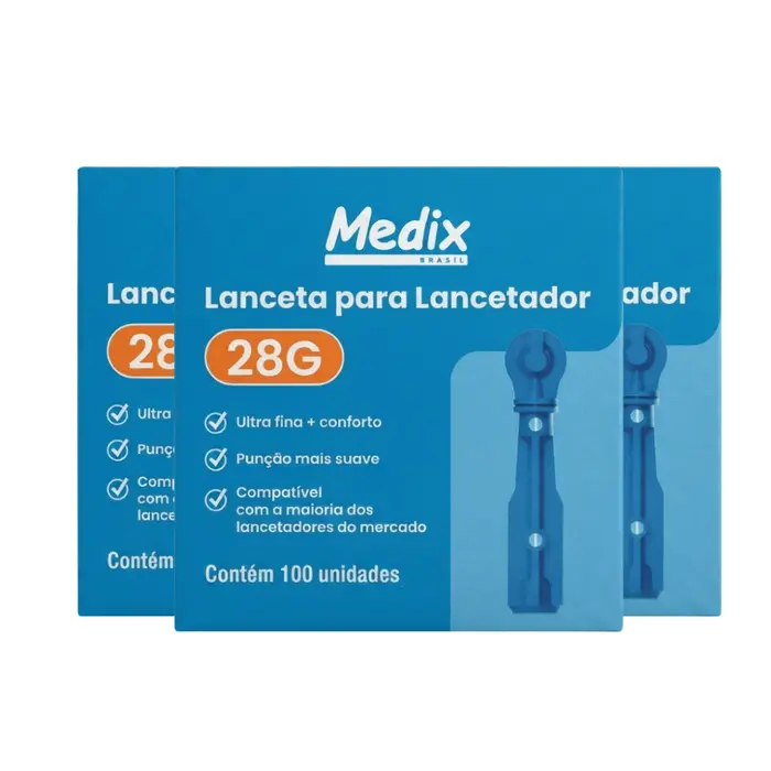 KIT Lanceta Para Lancetador Azul 28g Medix 300 Unidades