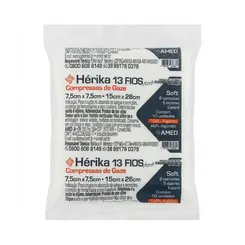 Compressa De Gaze Estéril Soft Herika 13 Fios 7,5x7,5cm 20 Pacotes 200 Unidades