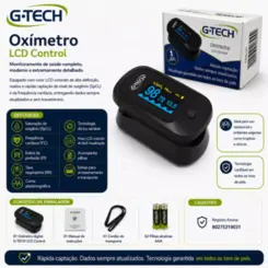 Oxímetro de Pulso G-Tech LCD Control – SpO2, PI, RR e FC