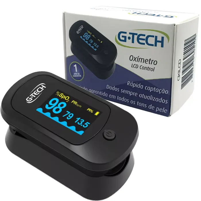 Oxímetro de Pulso G-Tech LCD Control – SpO2, PI, RR e FC