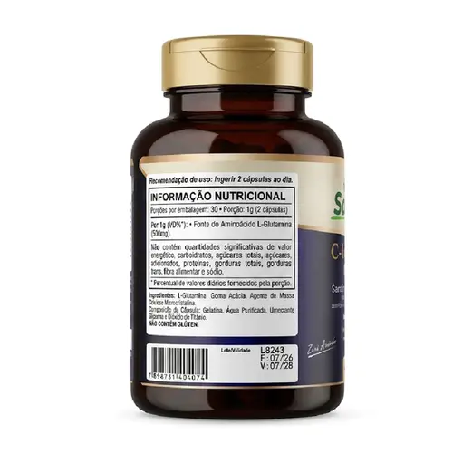 L-Glutamina 500mg com Glutaliz® — Intestino, Músculos e Imunidade Sinevit 60 Cápsulas