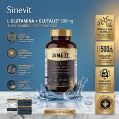 L-Glutamina 500mg com Glutaliz® — Intestino, Músculos e Imunidade Sinevit 60 Cápsulas