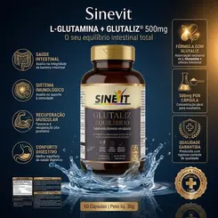 L-Glutamina 500mg com Glutaliz® — Intestino, Músculos e Imunidade Sinevit 60 Cápsulas