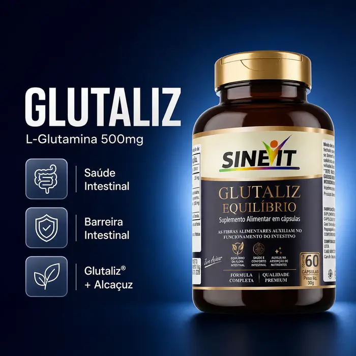 L-Glutamina 500mg com Glutaliz® — Intestino, Músculos e Imunidade Sinevit 60 Cápsulas