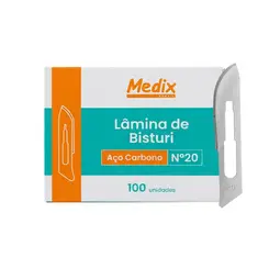 Lâmina De Bisturi Descartável Aço Carbono Nº20 Medix 100 Unidades
