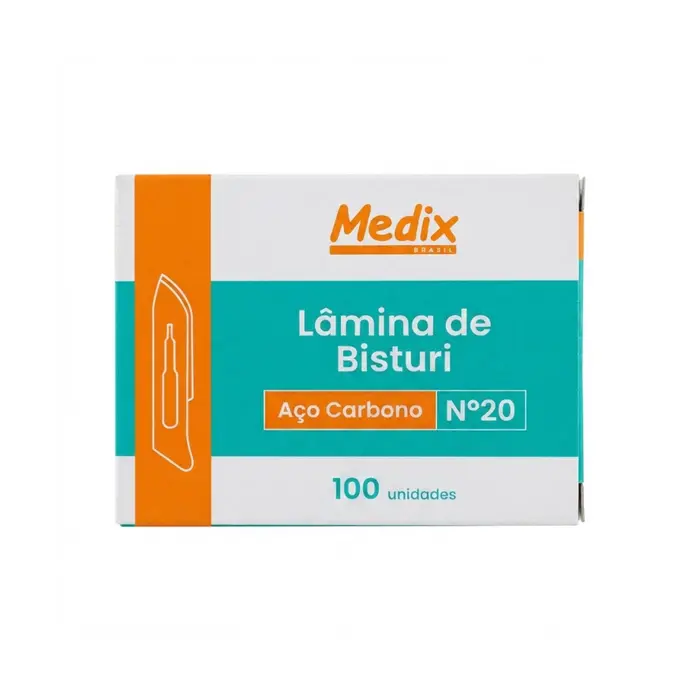 Lâmina De Bisturi Descartável Aço Carbono Nº20 Medix 100 Unidades