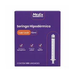 Seringa Hipodérmica Sem Agulha Bico Rosca 10ml Medix Caixa 100 Unidades