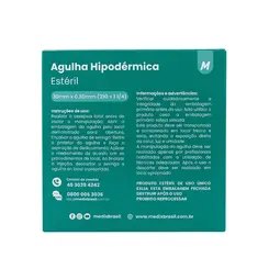 Agulha Hipodérmica Descartável 21G 30x0,80mm Medix 100 Unidades