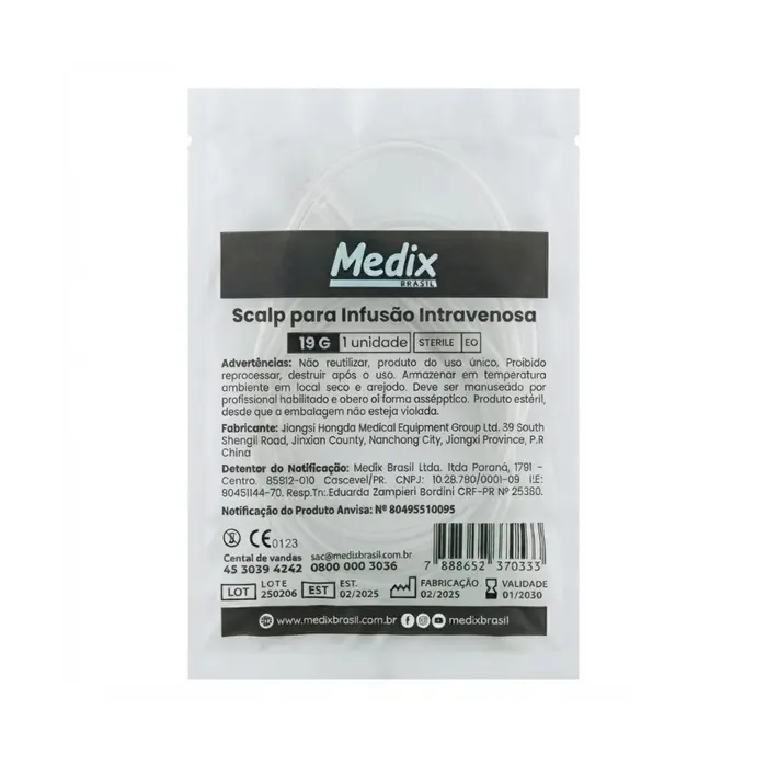 Scalp Para Infusão Intravenosa 19G Medix 100 Unidades