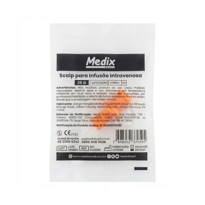 Scalp Para Infusão Intravenosa 25G Medix 100 Unidades