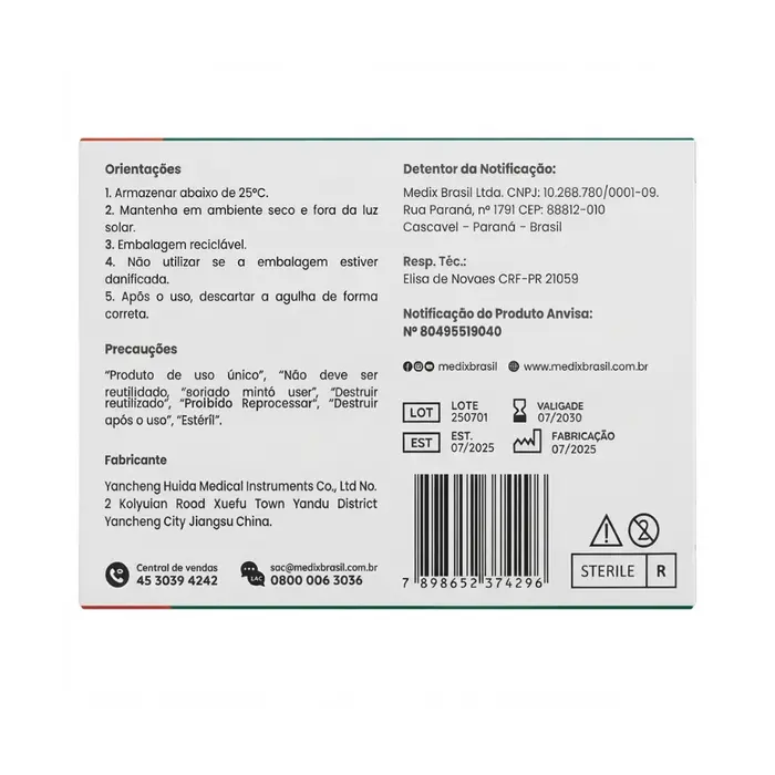 Fio De Sutura Nylon Preto 2-0 AG 3/8 20mm Medix 24 Unidades