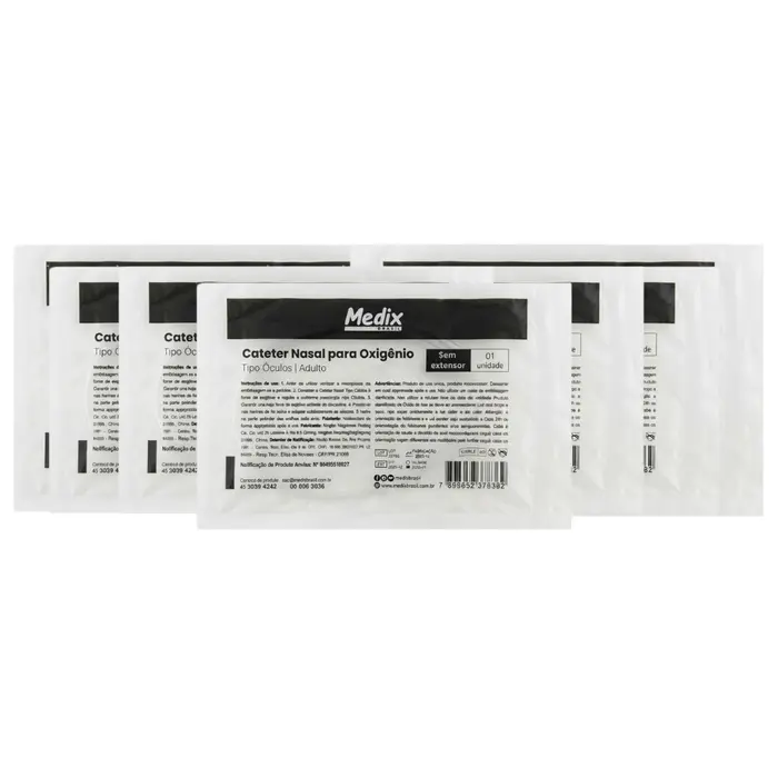 KIT Cateter Nasal Para Oxigênio Tipo Óculos Adulto Medix 10 Unidades