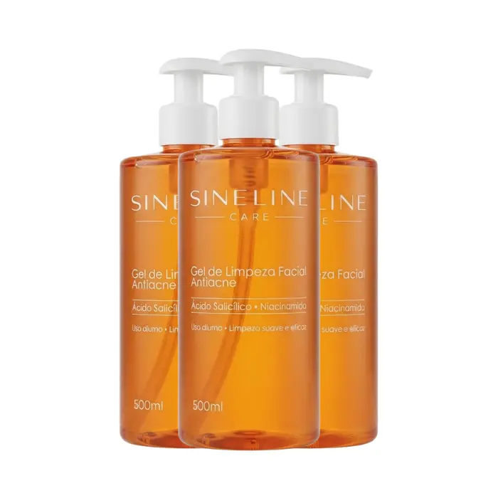 Gel De Limpeza Facial Antiacne 500ml Sineline 3 Unidades