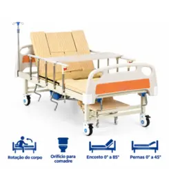 Cama Hospitalar 4 Movimentos Com Colchão Até 250Kg Senior Care - Supermedy